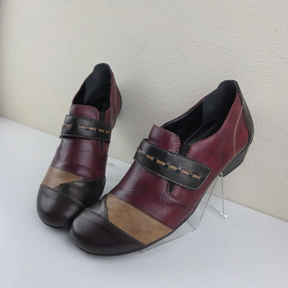 Remonte Womens Multicolor Leather Strap Block Heel Shoes Size US 9.5 EU 40